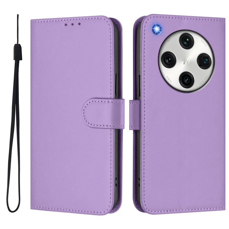 For OPPO Find X8 Pro Skin Feel Solid Color Leather Phone Case with Lanyard