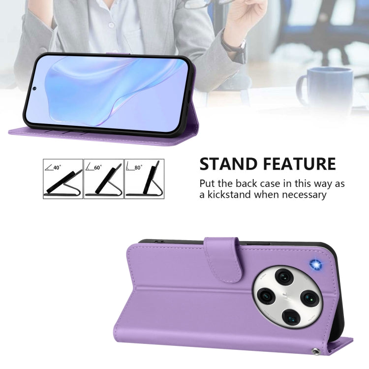 For OPPO Find X8 Pro Skin Feel Solid Color Leather Phone Case with Lanyard