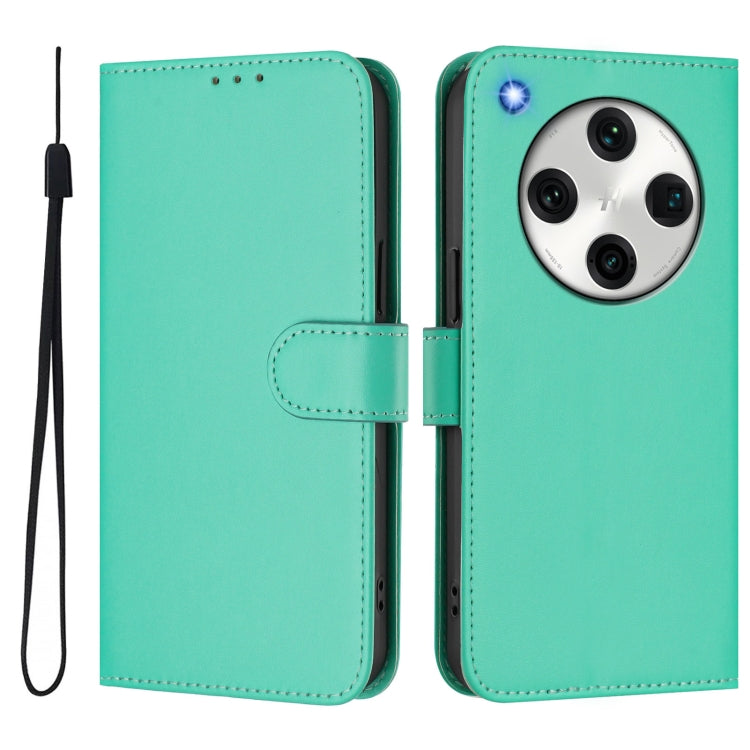 For OPPO Find X8 Pro Skin Feel Solid Color Leather Phone Case with Lanyard