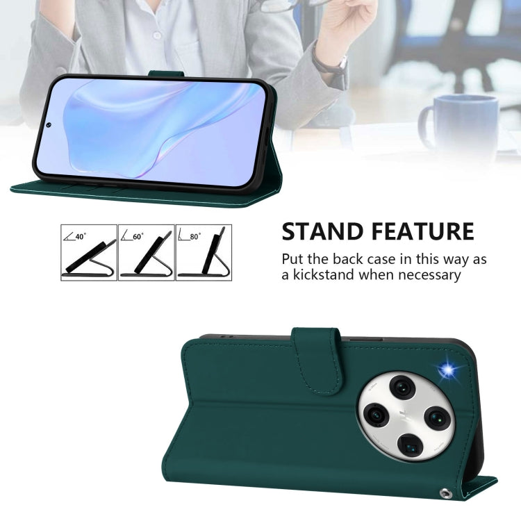 For OPPO Find X8 Pro Skin Feel Solid Color Leather Phone Case with Lanyard
