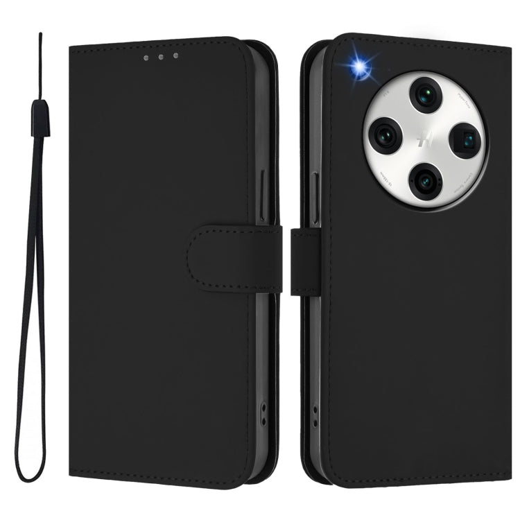 For OPPO Find X8 Pro Skin Feel Solid Color Leather Phone Case with Lanyard