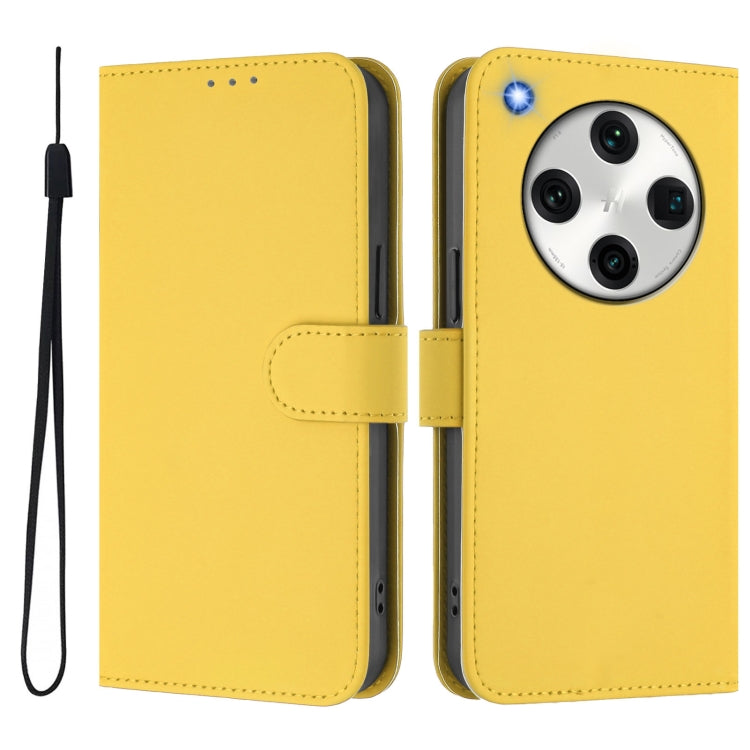 For OPPO Find X8 Pro Skin Feel Solid Color Leather Phone Case with Lanyard
