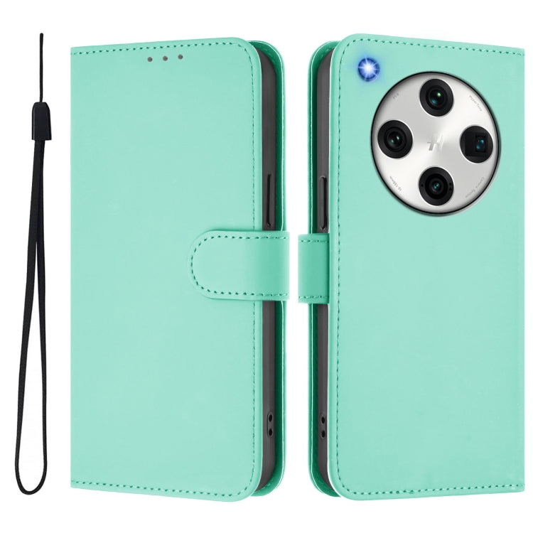 For OPPO Find X8 Pro Skin Feel Solid Color Leather Phone Case with Lanyard