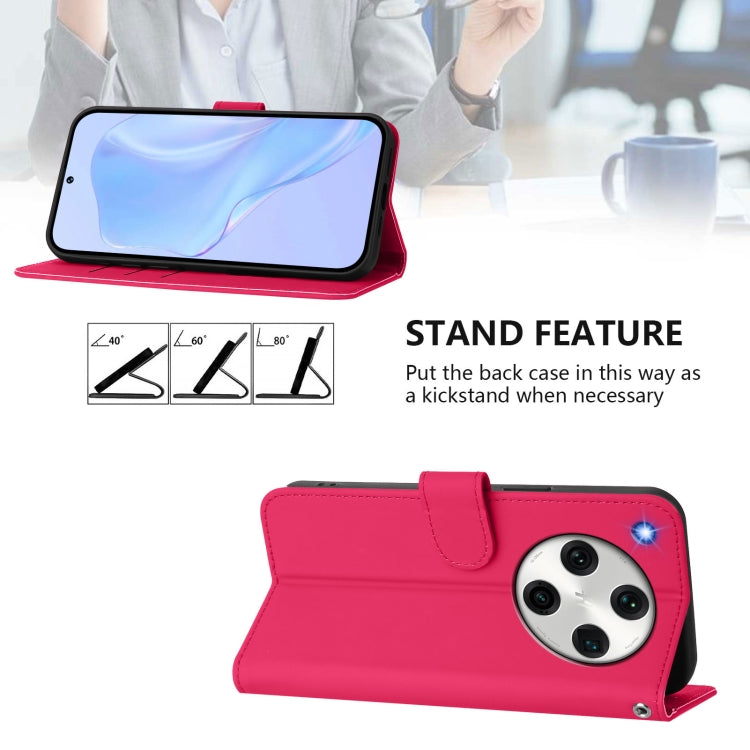 For OPPO Find X8 Pro Skin Feel Solid Color Leather Phone Case with Lanyard