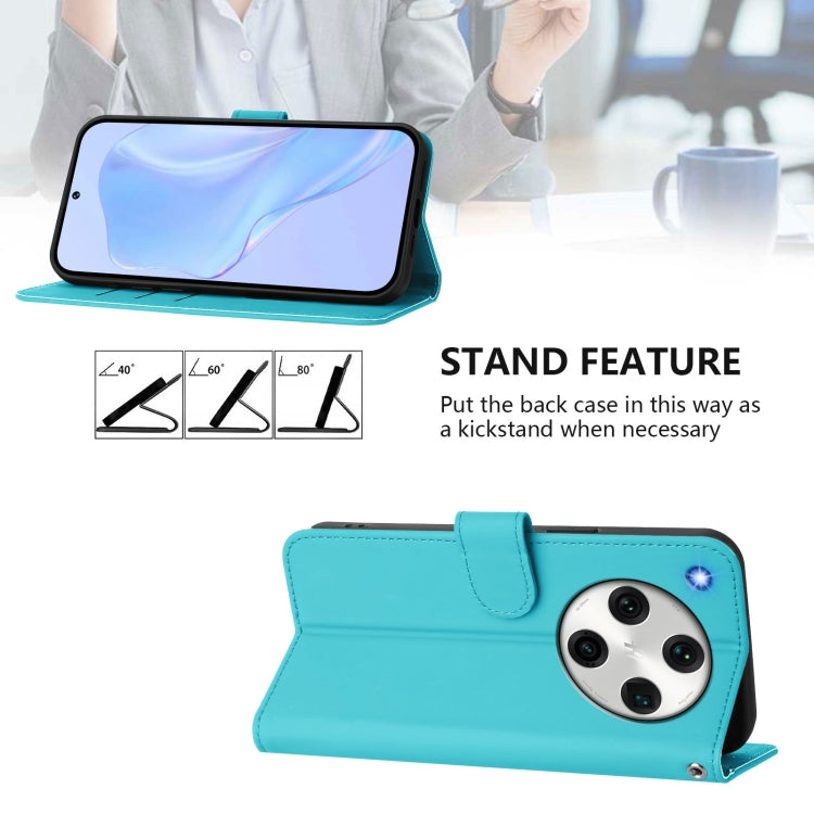 For OPPO Find X8 Pro Skin Feel Solid Color Leather Phone Case with Lanyard
