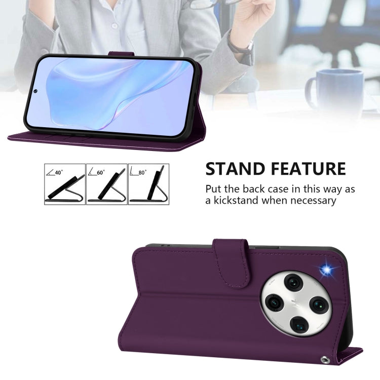 For OPPO Find X8 Pro Skin Feel Solid Color Leather Phone Case with Lanyard