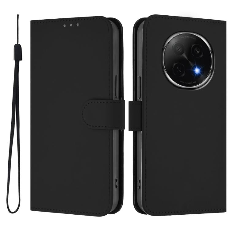 For OPPO A5 Pro China Skin Feel Solid Color Leather Phone Case with Lanyard