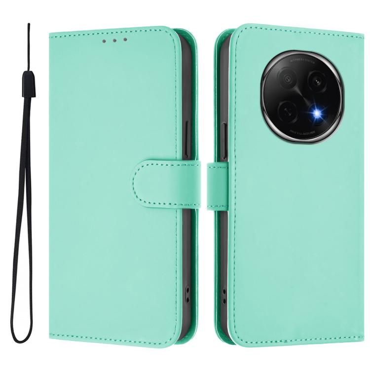 For OPPO A5 Pro China Skin Feel Solid Color Leather Phone Case with Lanyard