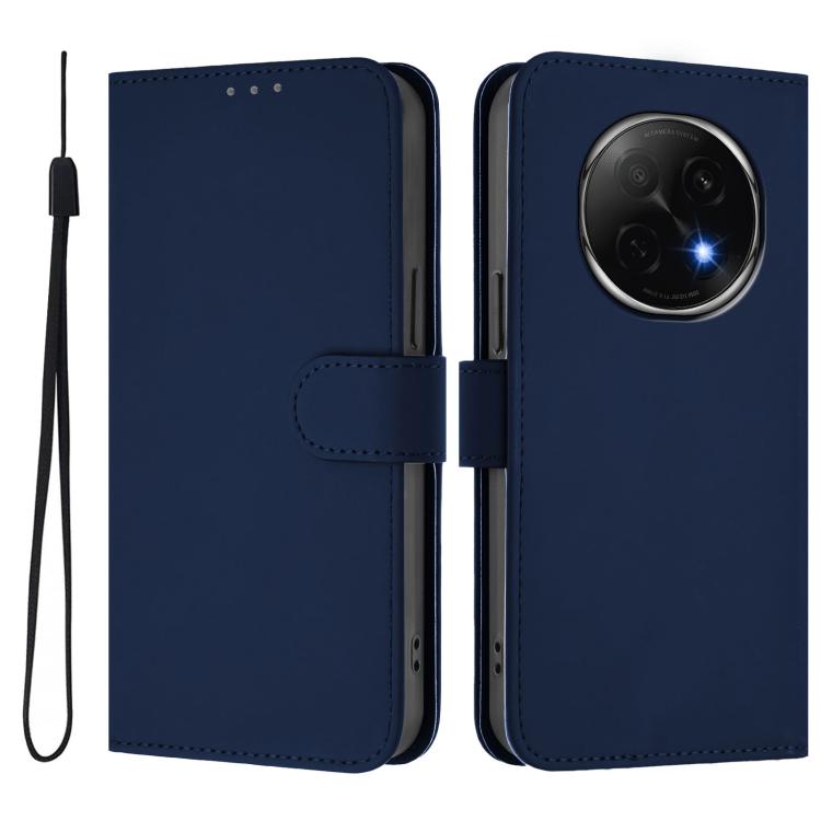 For OPPO A5 Pro China Skin Feel Solid Color Leather Phone Case with Lanyard
