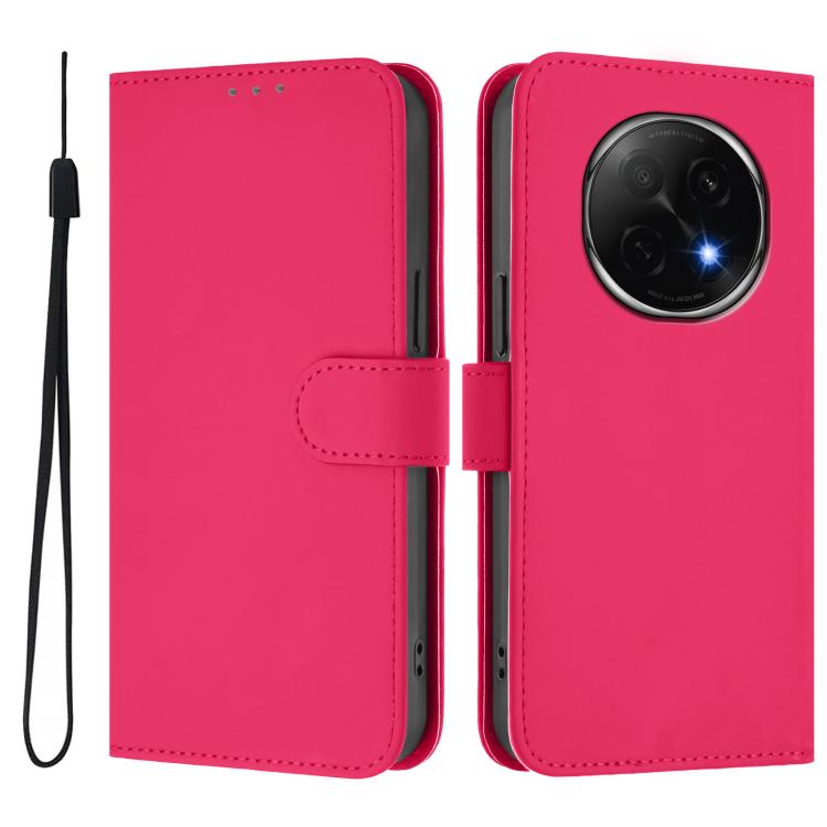 For OPPO A5 Pro China Skin Feel Solid Color Leather Phone Case with Lanyard