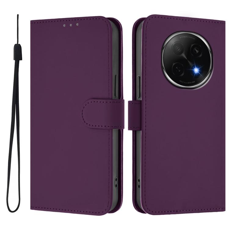 For OPPO A5 Pro China Skin Feel Solid Color Leather Phone Case with Lanyard