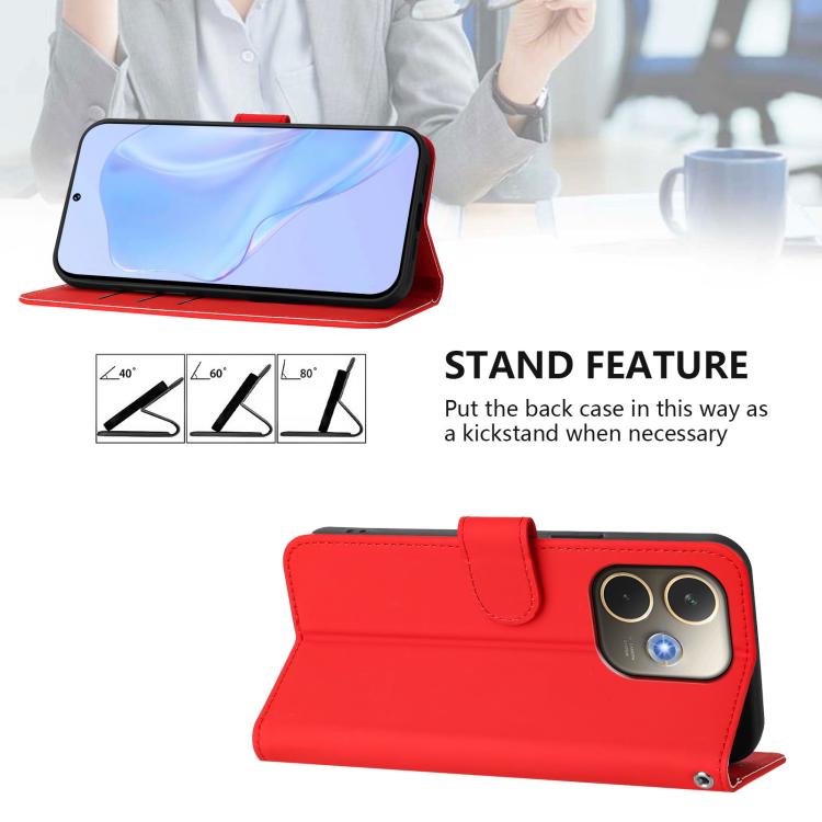 For OPPO A5 Pro 5G Global Skin Feel Solid Color Leather Phone Case with Lanyard