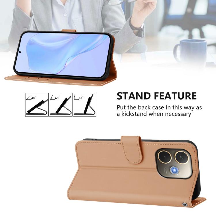 For OPPO A5 Pro 5G Global Skin Feel Solid Color Leather Phone Case with Lanyard