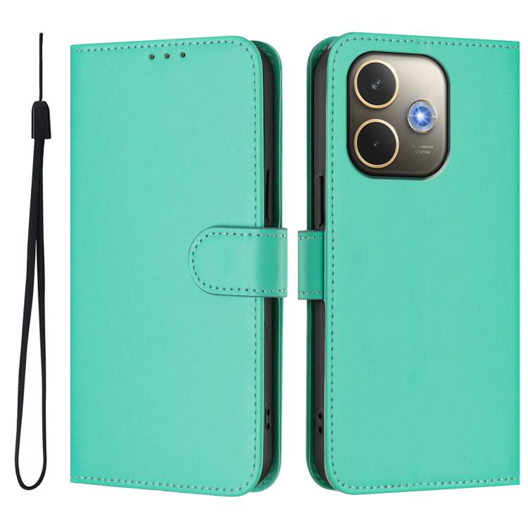 For OPPO A5 Pro 5G Global Skin Feel Solid Color Leather Phone Case with Lanyard