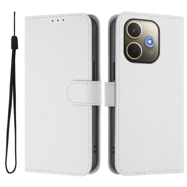 For OPPO A5 Pro 5G Global Skin Feel Solid Color Leather Phone Case with Lanyard