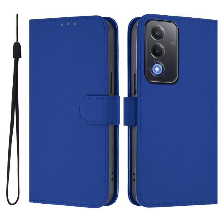 For OPPO A5 5G Global / A3 Pro 5G Global Skin Feel Solid Color Leather Phone Case with Lanyard