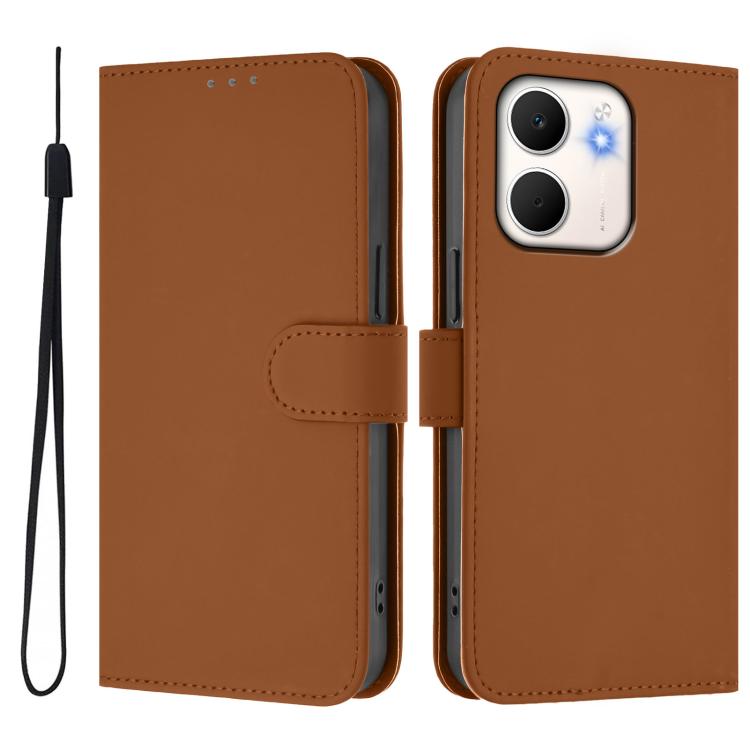 For OPPO A5X 4G / 5G Global Skin Feel Solid Color Leather Phone Case with Lanyard