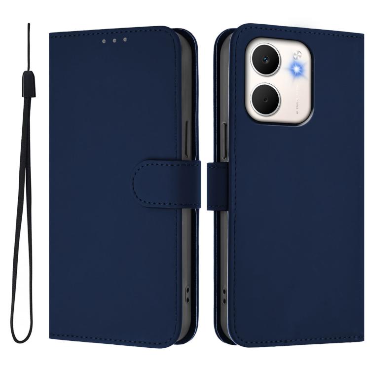 For OPPO A5X 4G / 5G Global Skin Feel Solid Color Leather Phone Case with Lanyard