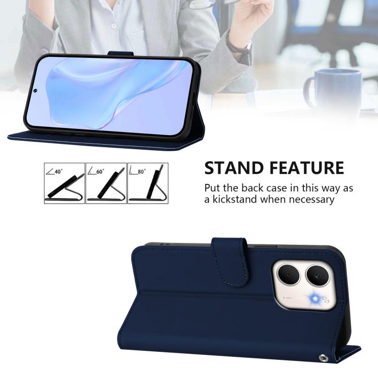 For OPPO A5X 4G / 5G Global Skin Feel Solid Color Leather Phone Case with Lanyard