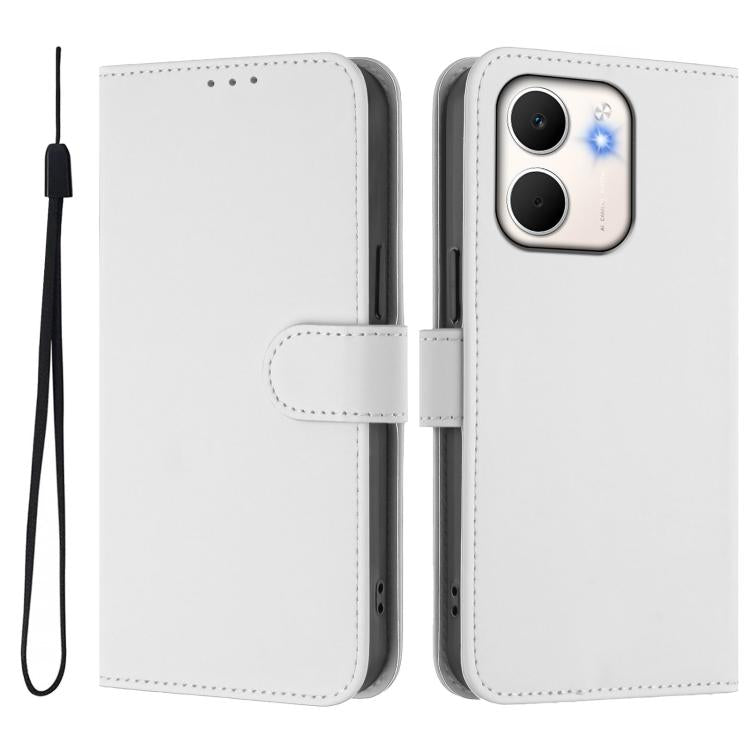 For OPPO A5X 4G / 5G Global Skin Feel Solid Color Leather Phone Case with Lanyard