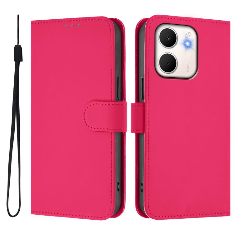 For OPPO A5X 4G / 5G Global Skin Feel Solid Color Leather Phone Case with Lanyard