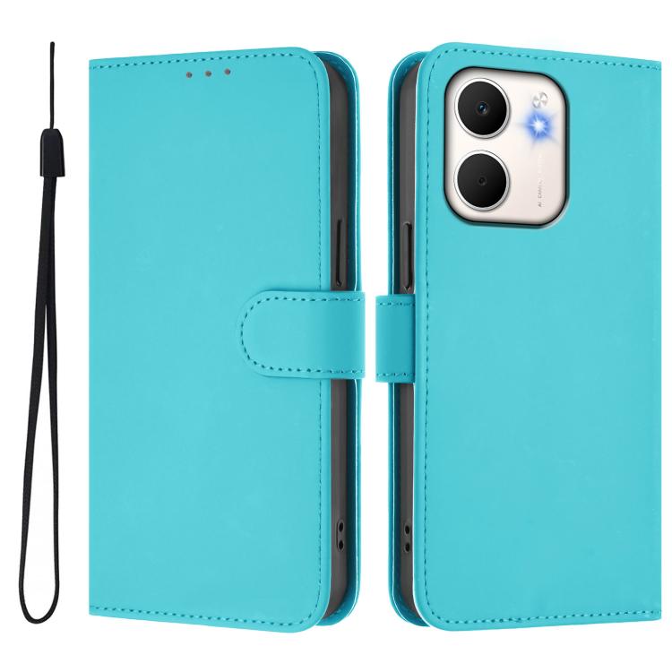 For OPPO A5X 4G / 5G Global Skin Feel Solid Color Leather Phone Case with Lanyard