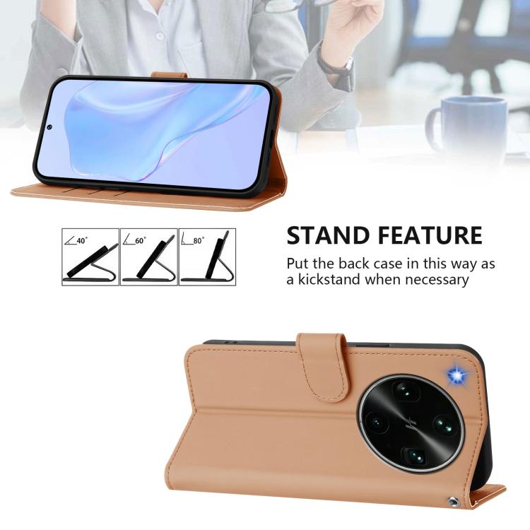 For OPPO Find X9 Ultra Skin Feel Solid Color Leather Phone Case with Lanyard