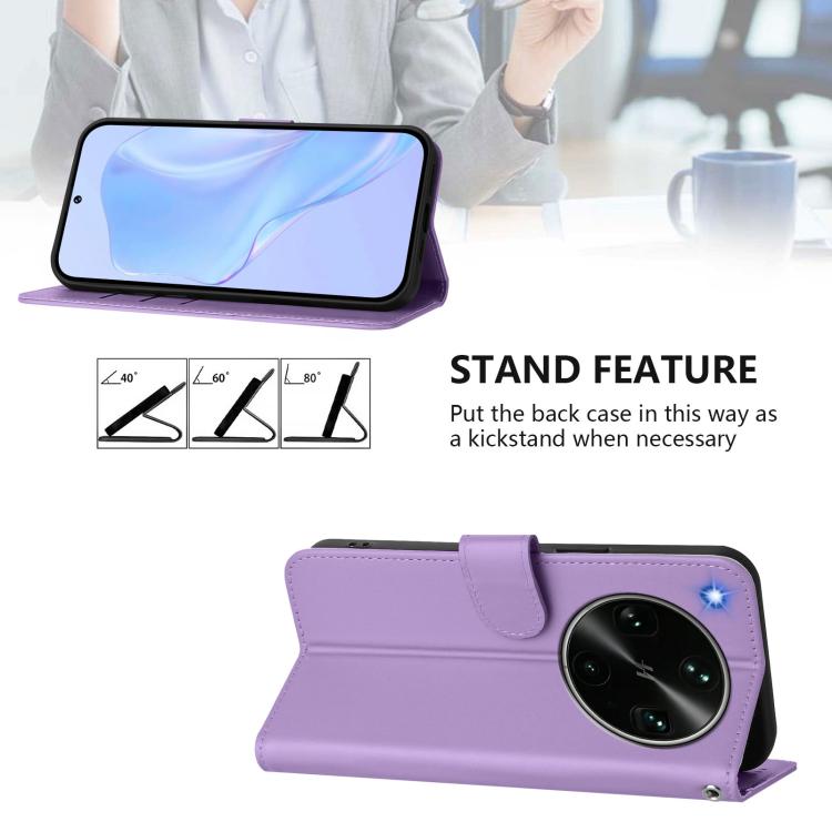 For OPPO Find X9 Ultra Skin Feel Solid Color Leather Phone Case with Lanyard
