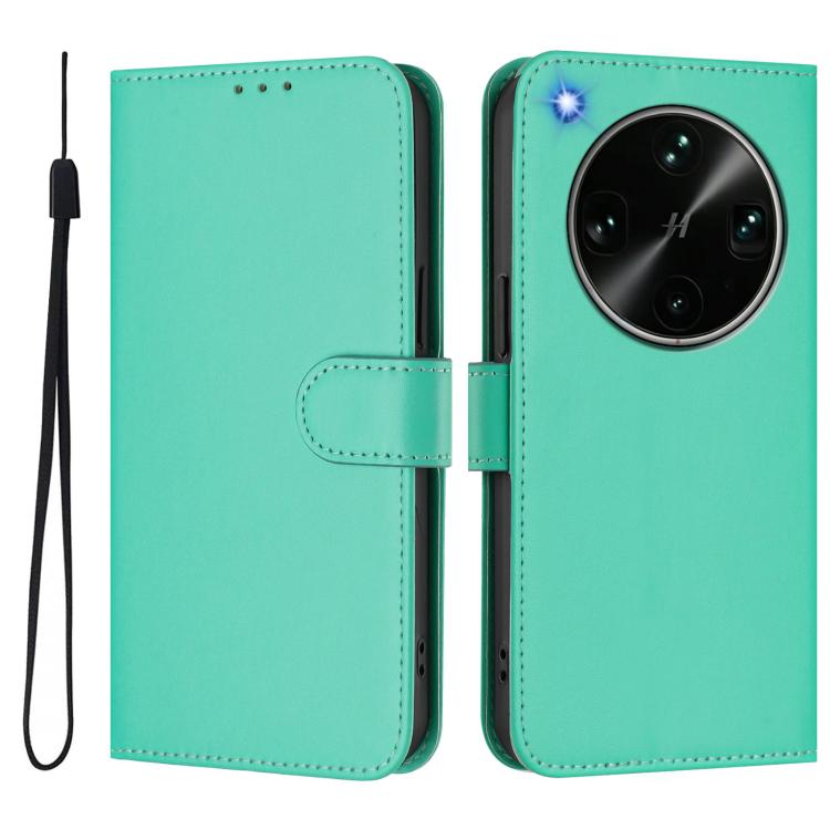 For OPPO Find X9 Ultra Skin Feel Solid Color Leather Phone Case with Lanyard