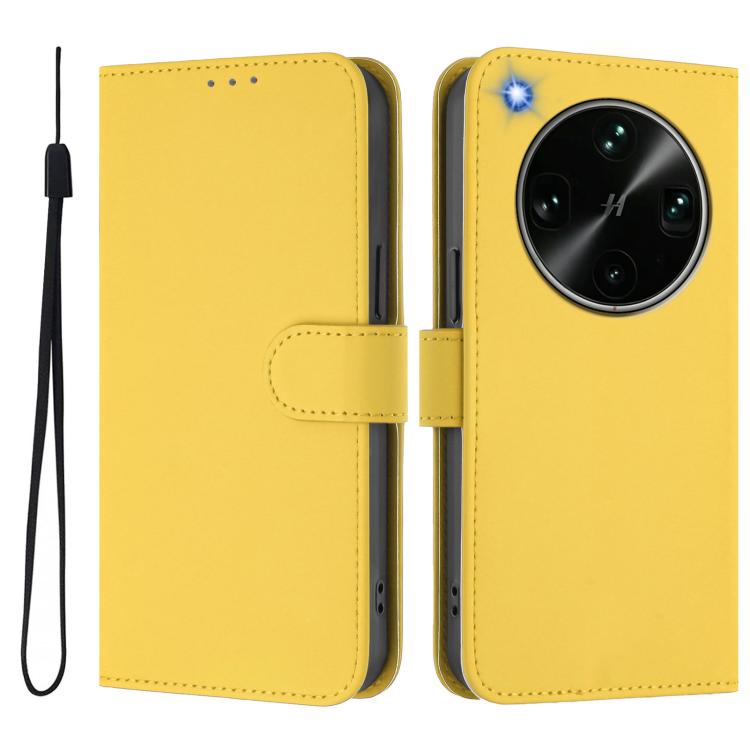 For OPPO Find X9 Ultra Skin Feel Solid Color Leather Phone Case with Lanyard