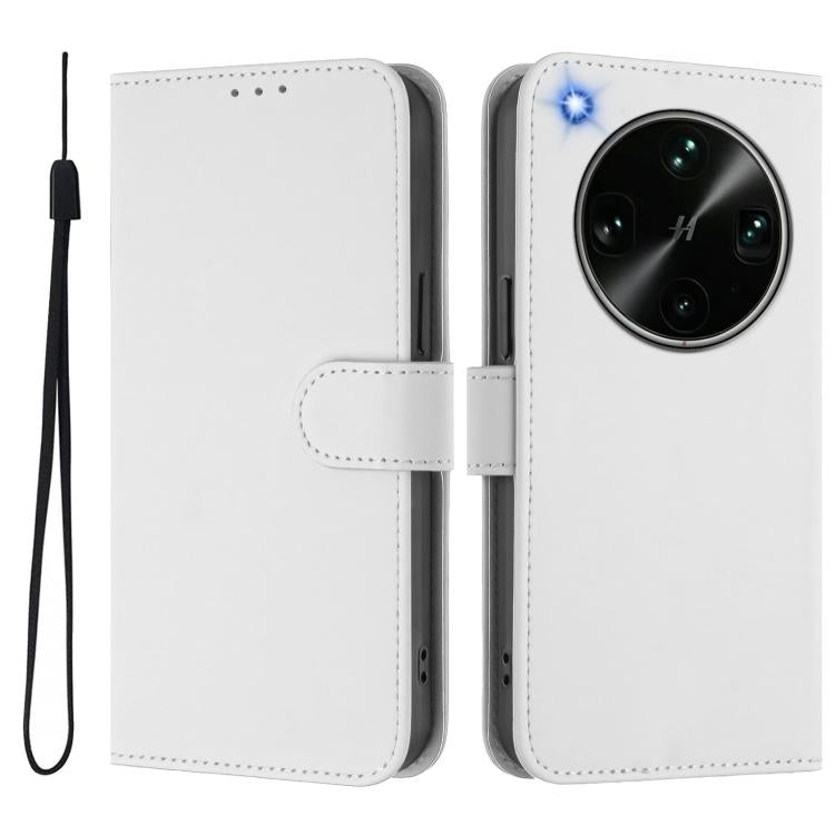 For OPPO Find X9 Ultra Skin Feel Solid Color Leather Phone Case with Lanyard