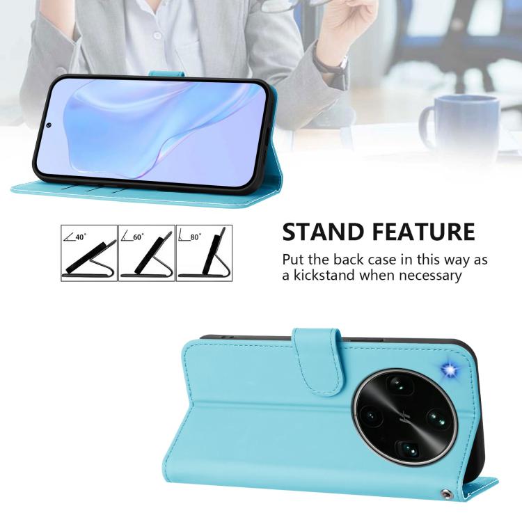 For OPPO Find X9 Ultra Skin Feel Solid Color Leather Phone Case with Lanyard