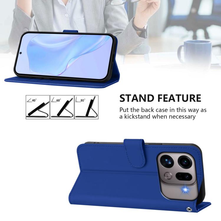 For OPPO Find X9s Pro 5G Skin Feel Solid Color Leather Phone Case with Lanyard