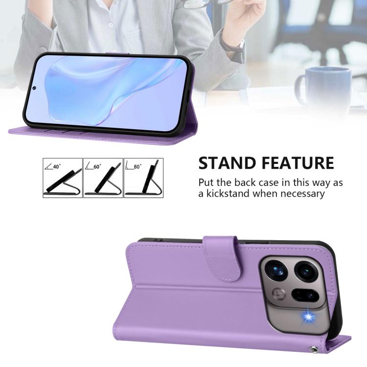 For OPPO Find X9s Pro 5G Skin Feel Solid Color Leather Phone Case with Lanyard