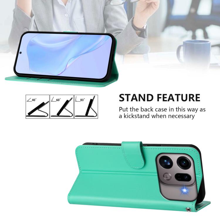 For OPPO Find X9s Pro 5G Skin Feel Solid Color Leather Phone Case with Lanyard