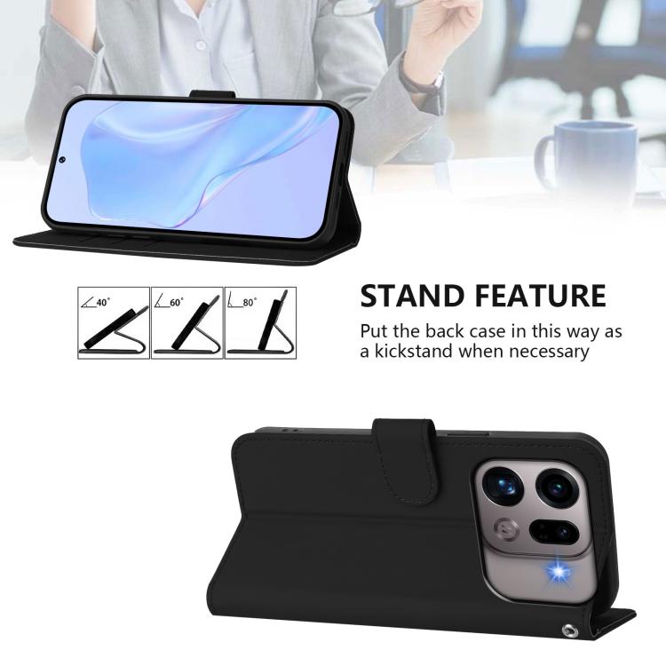 For OPPO Find X9s Pro 5G Skin Feel Solid Color Leather Phone Case with Lanyard