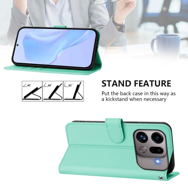 For OPPO Find X9s Pro 5G Skin Feel Solid Color Leather Phone Case with Lanyard