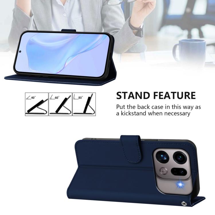 For OPPO Find X9s Pro 5G Skin Feel Solid Color Leather Phone Case with Lanyard