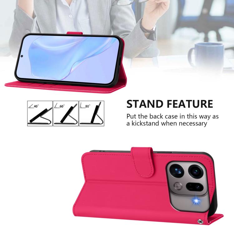 For OPPO Find X9s Pro 5G Skin Feel Solid Color Leather Phone Case with Lanyard