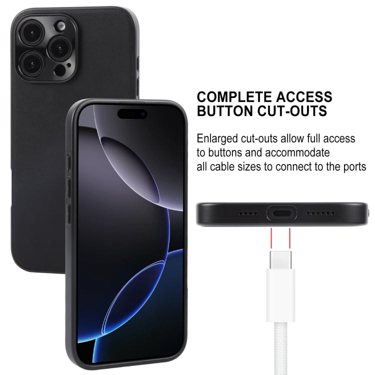 For iPhone 16 Pro Max GEBEI Plain Leather TPU Hybrid PU Phone Case