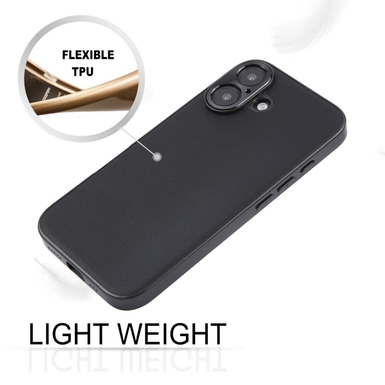 For iPhone 16 Plus GEBEI Plain Leather TPU Hybrid PU Phone Case