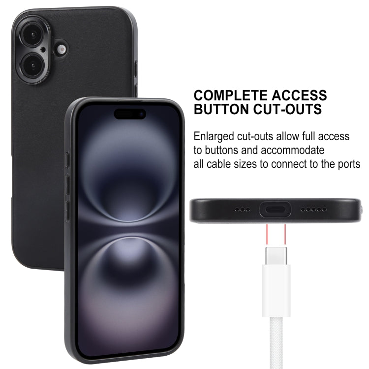 For iPhone 16 Plus GEBEI Plain Leather TPU Hybrid PU Phone Case