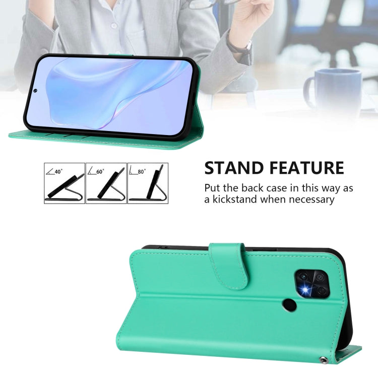 For Redmi 10C Skin Feel Solid Color Leather Phone Case with Lanyard