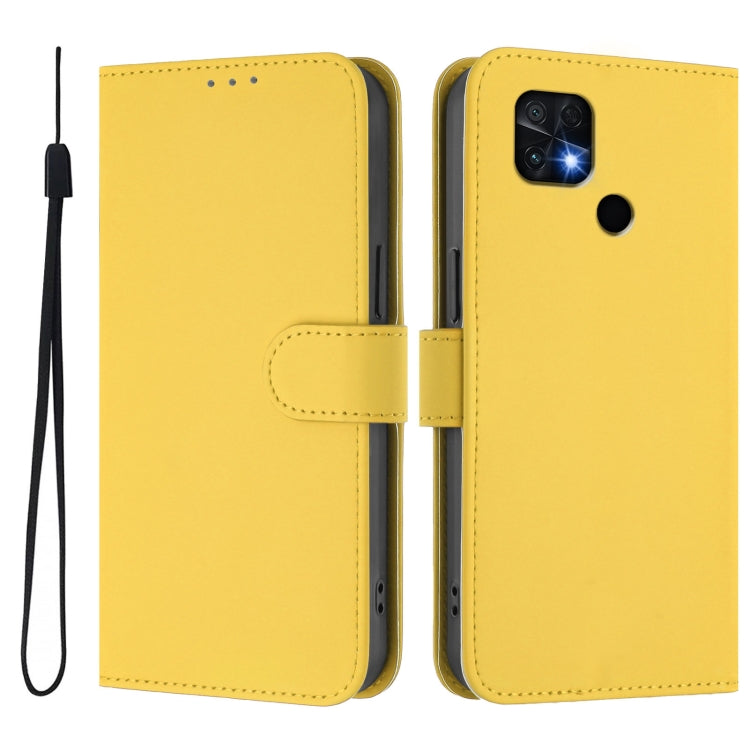 For Redmi 10C Skin Feel Solid Color Leather Phone Case with Lanyard