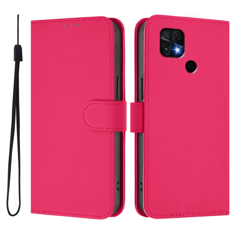 For Redmi 10C Skin Feel Solid Color Leather Phone Case with Lanyard