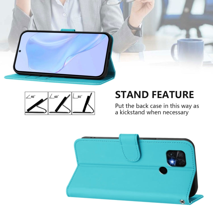 For Redmi 10C Skin Feel Solid Color Leather Phone Case with Lanyard