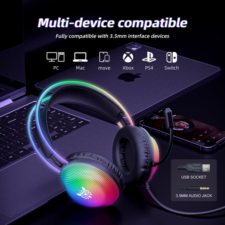 ONIKUMA X29 Head-mounted RGB Light Wired Gaming Headset, Cable Length: 2.2m - Black