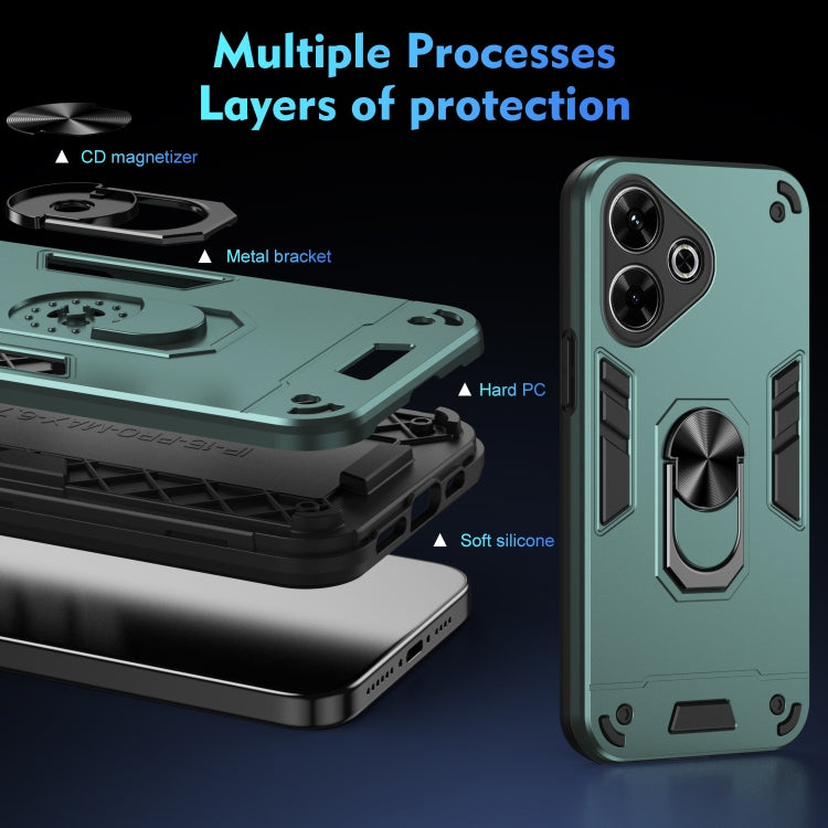 For Redmi 13 Shockproof Metal Ring Holder Phone Case
