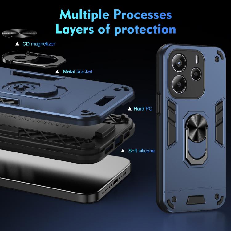 For Redmi Note 14 4G 164.84mm Shockproof Metal Ring Holder Phone Case