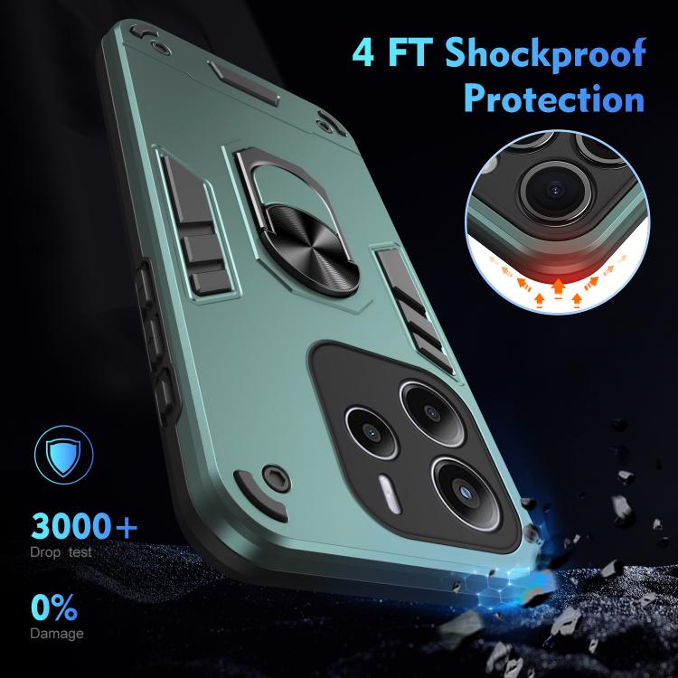 For Redmi Note 14 4G 164.84mm Shockproof Metal Ring Holder Phone Case